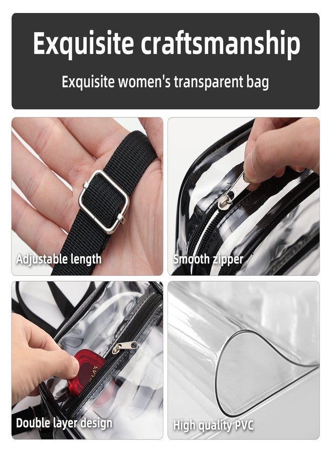 WJCD Clear Bag For Stadium Events PVC Concert Clear Tote Bag Stadium Approved For Women Clear Stadium Bag,with Front Pocket (black-s) - Image 4